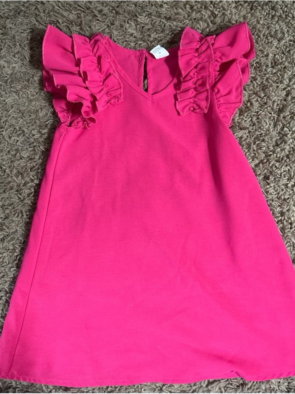 SHEIN Hot Pink Ruffle Sleeve Girls Casual Dress